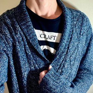 Hedge "Never Lose" - Blue/White/Black Knit Boho Cardigan - Size: Lg